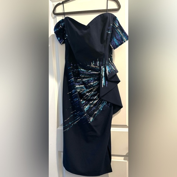 Dress The Population | Alani Off-the-Shoulder Sequin Midi Dress | Size XXL - Picture 4 of 10